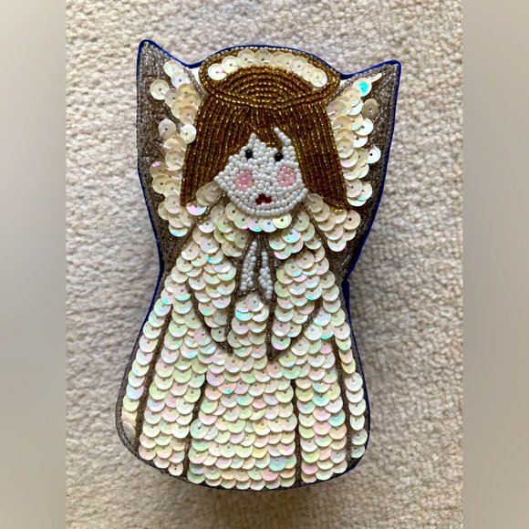 Sequined angel box. Seven inches. Vintage with character. - Picture 1 of 6
